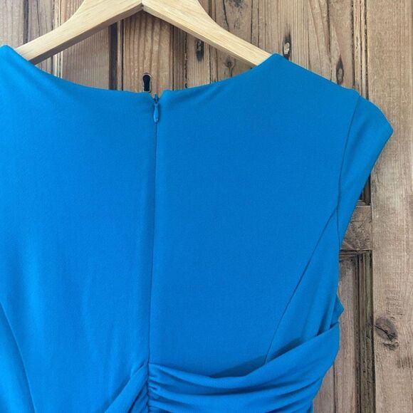 NWT Ann Taylor 2 Bright Aqua Blue V-Neck Sleeveless‎ Dress - Picture 6 of 6